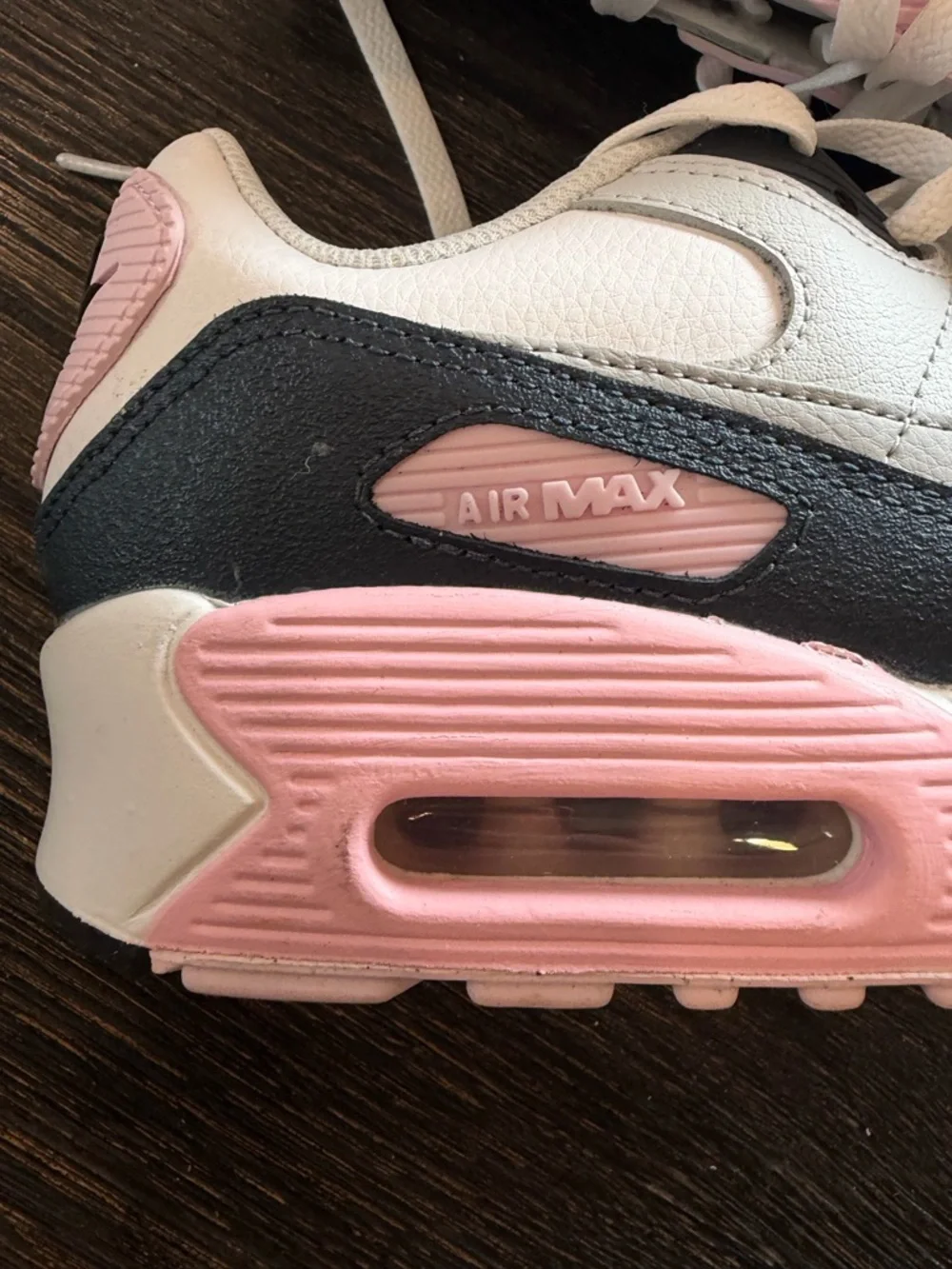 Nike Air Max 90 Shoes - White Pink Foam Armory Navy - size 6.5Y